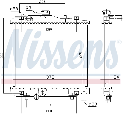 Radiator, engine cooling - 62505 NISSENS