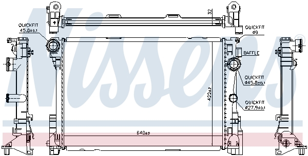 Radiator, engine cooling - 627012 NISSENS