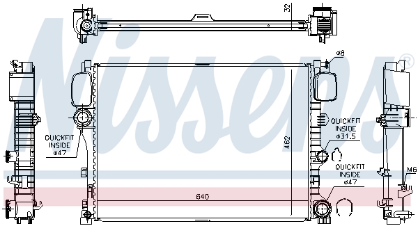 Radiator, engine cooling - 627025 NISSENS