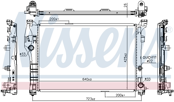 Radiator, engine cooling - 627044 NISSENS