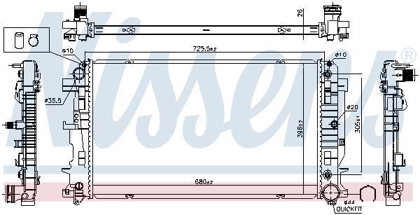 Radiator, engine cooling - 627062 NISSENS