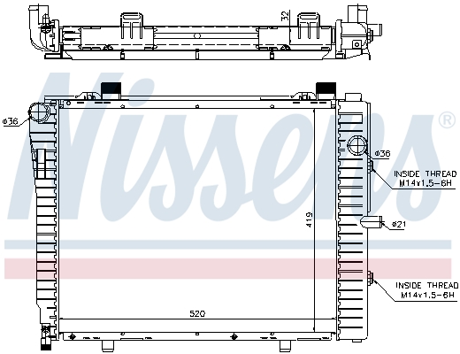 Radiator, engine cooling - 62712A NISSENS
