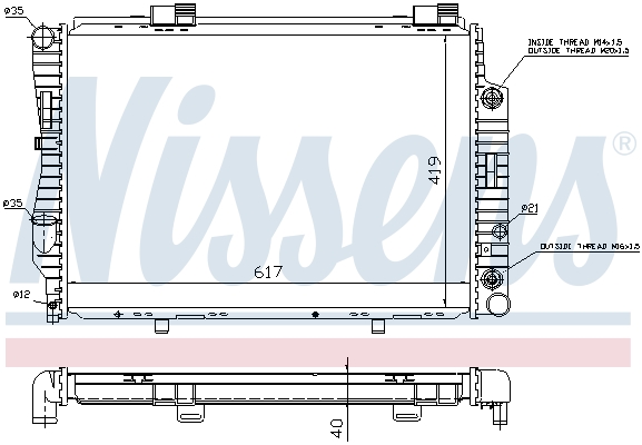 Radiator, engine cooling - 62739A NISSENS