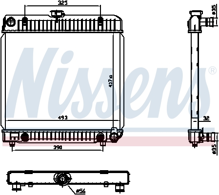 Radiator, engine cooling - 62740 NISSENS