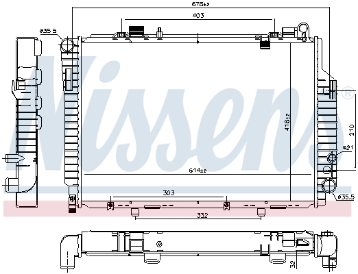 Radiator, engine cooling - 62765 NISSENS