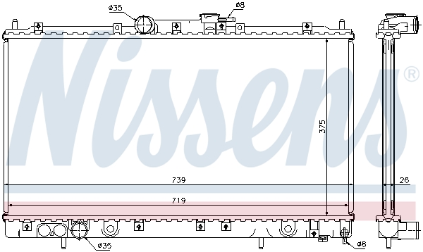 Radiator, engine cooling - 62868A NISSENS
