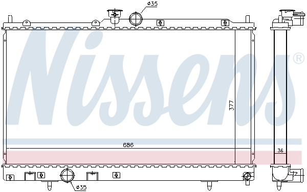 Radiator, engine cooling - 628956 NISSENS