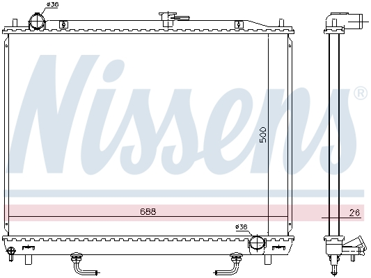 Radiator, engine cooling - 628959 NISSENS
