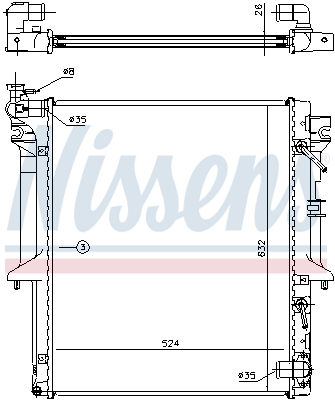 Radiator, engine cooling - 62896 NISSENS