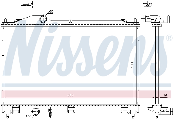 Radiator, engine cooling - 628967 NISSENS