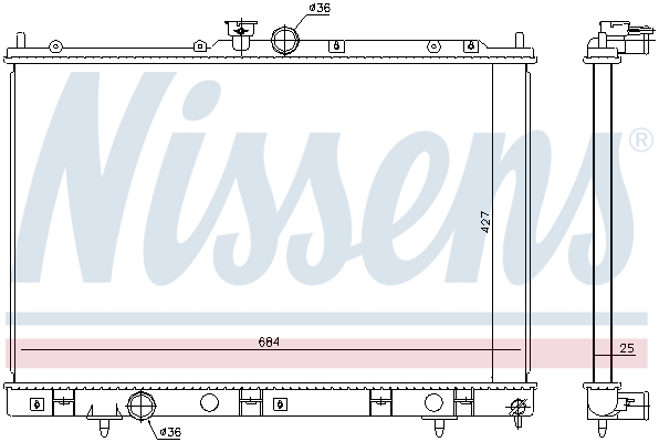 Radiator, engine cooling - 628972 NISSENS