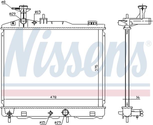 Radiatore, Raffreddamento motore - 628982 NISSENS