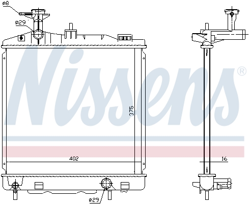 Radiator, engine cooling - 628988 NISSENS