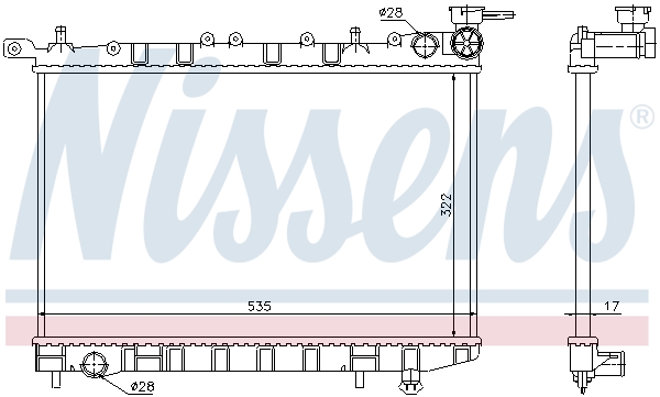 Radiator, engine cooling - 62949 NISSENS