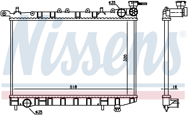 Radiator, engine cooling - 62974 NISSENS