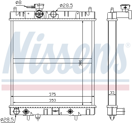 Radiator, engine cooling - 629871 NISSENS
