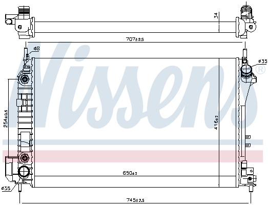 Radiator, engine cooling - 63023 NISSENS