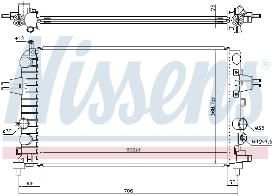 Radiator, engine cooling - 63028A NISSENS