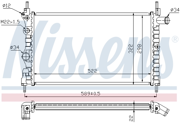 Radiator, engine cooling - 63050A NISSENS