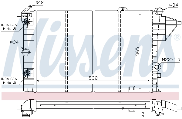 Radiator, engine cooling - 630551 NISSENS