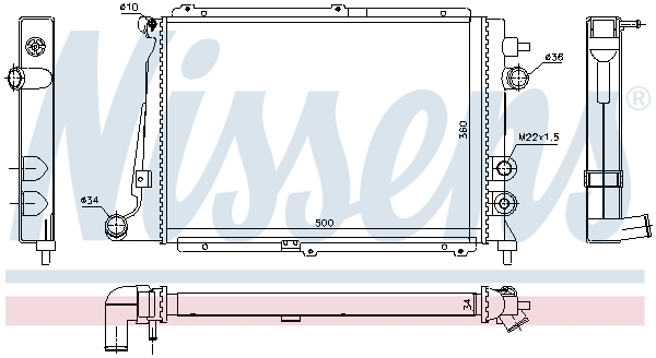 Radiator, engine cooling - 63057 NISSENS