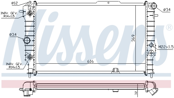 Radiator, engine cooling - 630641 NISSENS