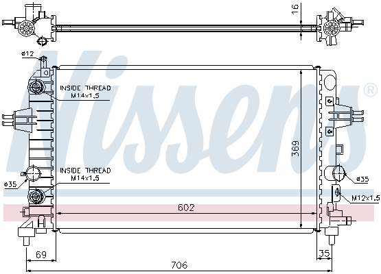 Radiator, engine cooling - 630702 NISSENS