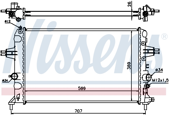 Radiator, engine cooling - 630704 NISSENS