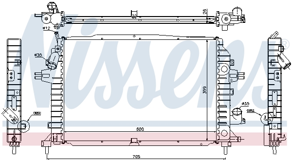 Radiator, engine cooling - 630705 NISSENS