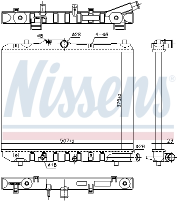 Radiator, engine cooling - 630708 NISSENS