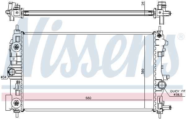 Radiator, engine cooling - 630723 NISSENS