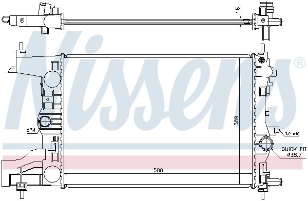 Radiator, engine cooling - 630727 NISSENS