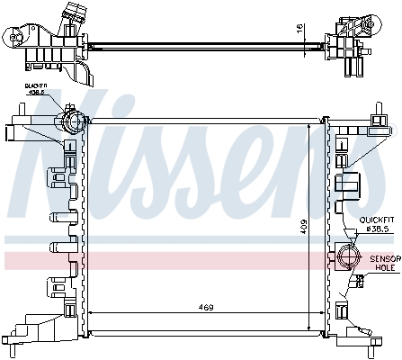 Radiator, engine cooling - 630734 NISSENS