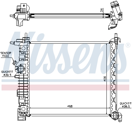 Radiator, engine cooling - 630736 NISSENS
