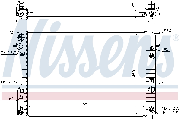Radiator, engine cooling - 63073A NISSENS