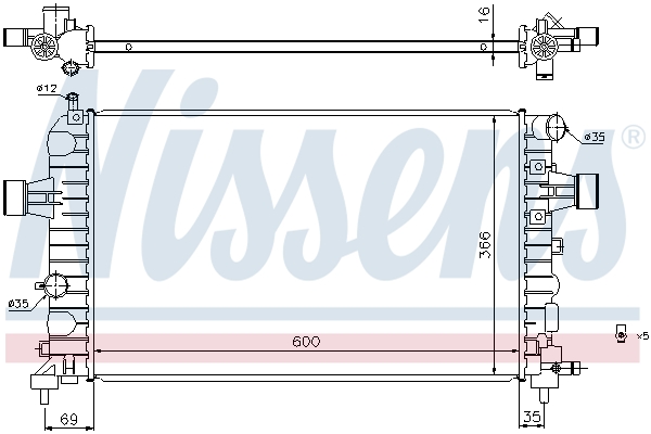 Radiator, engine cooling - 630744 NISSENS