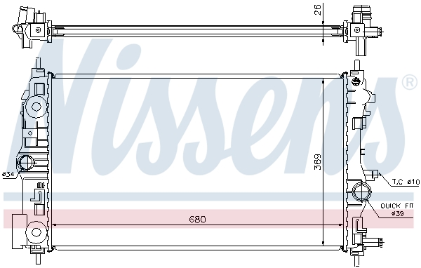 Radiator, engine cooling - 630745 NISSENS