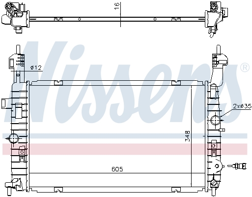 Radiator, engine cooling - 630747 NISSENS