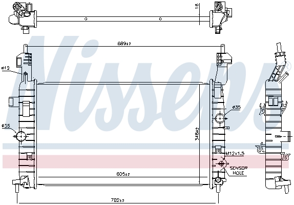 Radiator, engine cooling - 630748 NISSENS