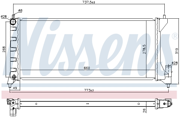 Radiator, engine cooling - 630749 NISSENS