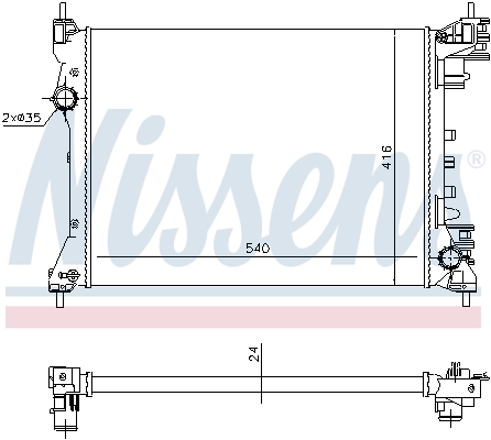 Radiator, engine cooling - 630753 NISSENS