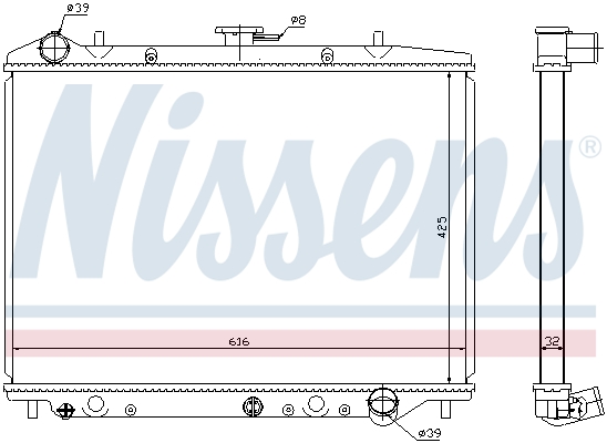 Radiator, engine cooling - 630754 NISSENS