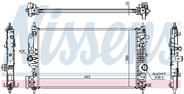 Radiator, engine cooling - 630764 NISSENS
