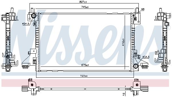 Radiator, engine cooling - 630766 NISSENS