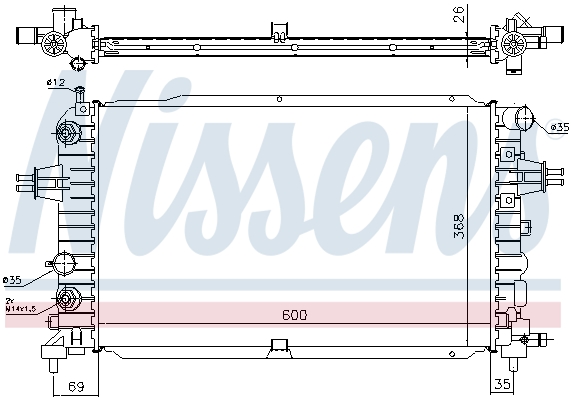 Radiator, engine cooling - 630768 NISSENS