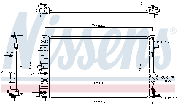 Radiator, engine cooling - 630769 NISSENS