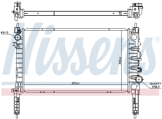 Radiator, engine cooling - 630774 NISSENS
