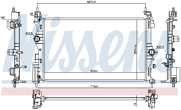 Radiator, engine cooling - 630786 NISSENS