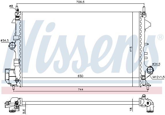 Radiator, engine cooling - 630789 NISSENS