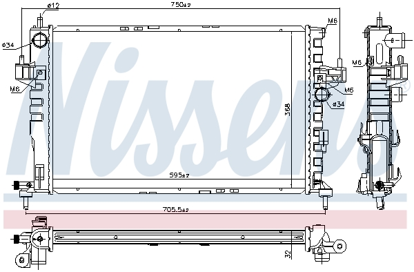 Radiator, engine cooling - 630802 NISSENS